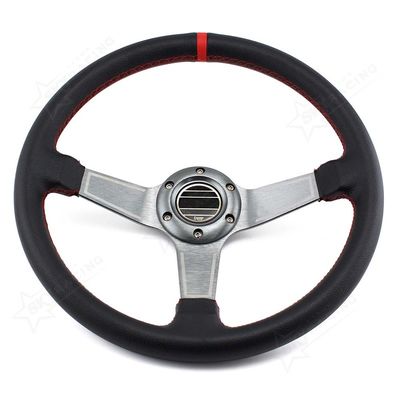 品質  Universal Auto Refitting Silver Deep Frame PVC Car Steering Wheel 350mm Spoke 工場
